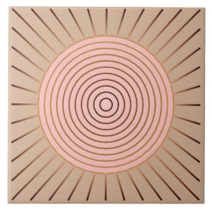 Modern Geometric Sunburst - Peach and Tan Tegeltje