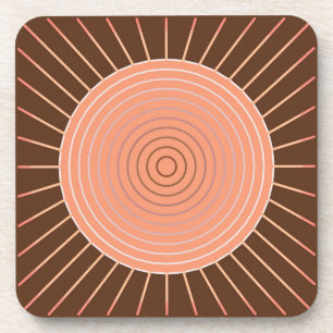 Modern Geometric Sunburst - Peach en Brown Onderzetter