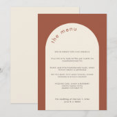 Modern Geometric Terracotta Beige Arch Wedding Menu (Voorkant / Achterkant)