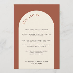Modern Geometric Terracotta Beige Arch Wedding Menu