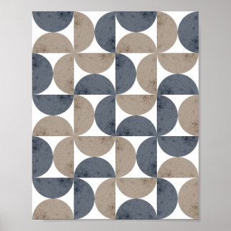 Modern Geometric Textured Half-Moon Mid Century Poster