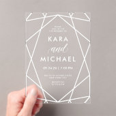 Modern Geometric Wedding Acryl Uitnodigingen (Insitu (Draagbaar))