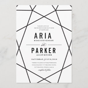 Modern Geometric Wedding Invitation Kaart