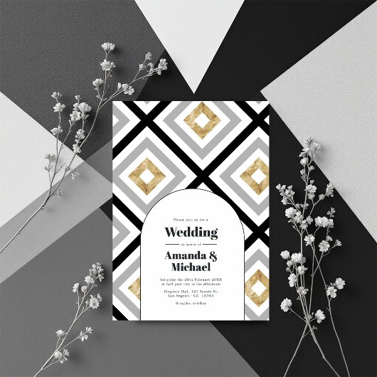Modern Geometric Wedding Kaart