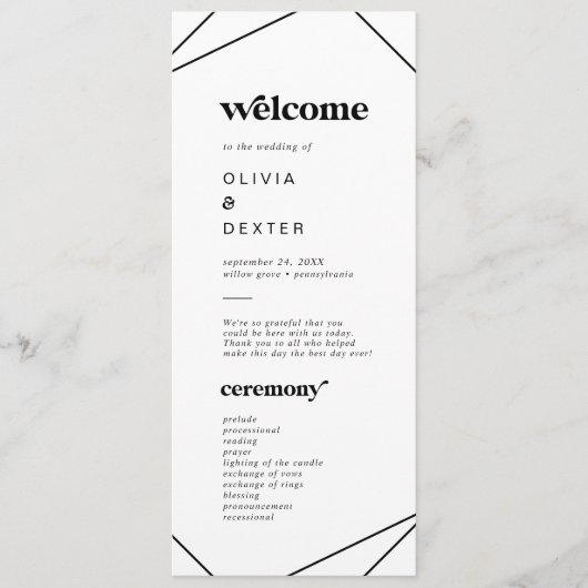 Modern Geometric Wedding Programme Programma (Voorkant)