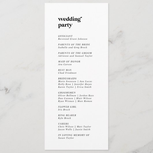 Modern Geometric Wedding Programme Programma (Achterkant)