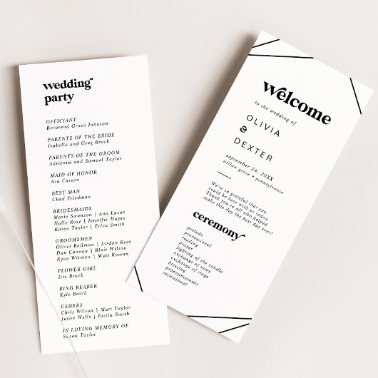 Modern Geometric Wedding Programme Programma