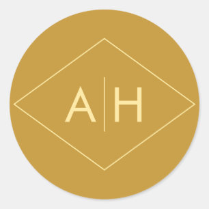 Modern Geometric Wedding Sticker Seal in Gold
