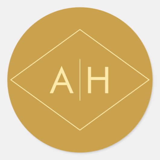 Modern Geometric Wedding Sticker Seal in Gold (Voorkant)