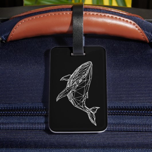 Modern Geometric Whale Luggage Tag Bagagelabel (Achter Insitu 4)