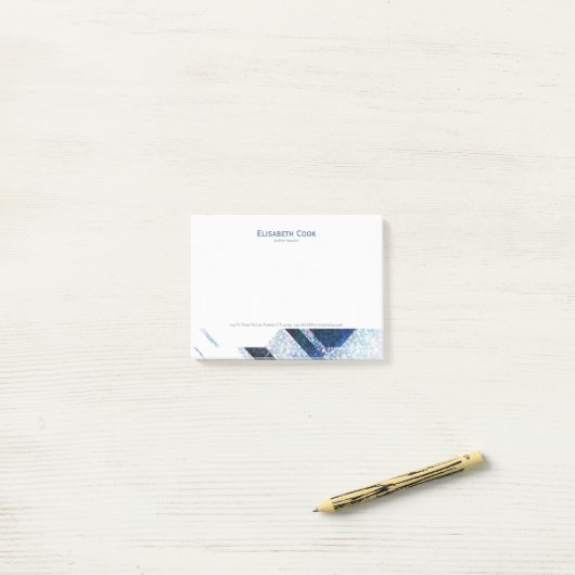 Modern Geometric White & Blue-Grey Glitter Post-it® Notes (Op bureau)