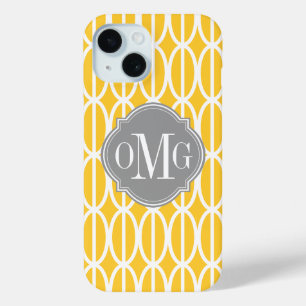 Modern Geometric Yellow and White Pattern Monogram