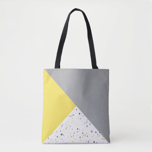 Modern Geometric Yellow Grey Terrazzo Pattern Draagtas (Voorkant)