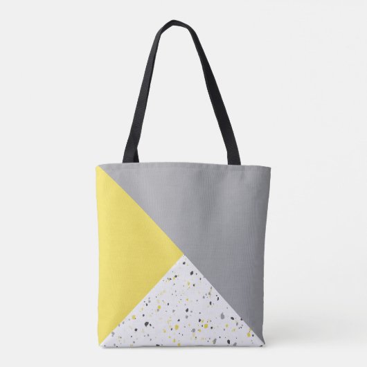 Modern Geometric Yellow Grey Terrazzo Pattern Draagtas (Achterkant)