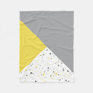 Modern Geometric Yellow Grey Terrazzo Pattern Fleece Deken