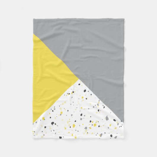 Modern Geometric Yellow Grey Terrazzo Pattern Fleece Deken (Voorkant)