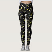 Modern Geometric Yellow Grey Terrazzo Pattern Leggings (Voorkant)