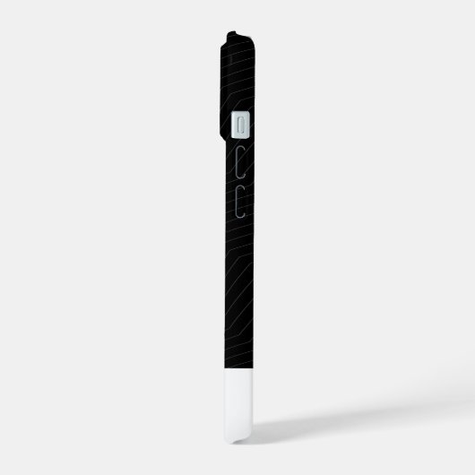 Modern Geometric Zig Zag Pattern Black & White iPhone 15 Hoesje (Linkerkant)