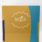 Modern Geometrical Bold Retro Wedding Drieluik Uitnodiging (Binnenzijde eerst)