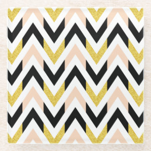 Modern Geometrical Chevron Pattern Glazen Onderzetter