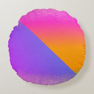 Modern Geometrical Neon Ombre Triangle Glitter Rond Kussen