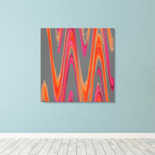Modern Geometrisch Abstract Grijs Sinaasappel Hot  Canvas Afdruk (Insitu (Houten vloer))