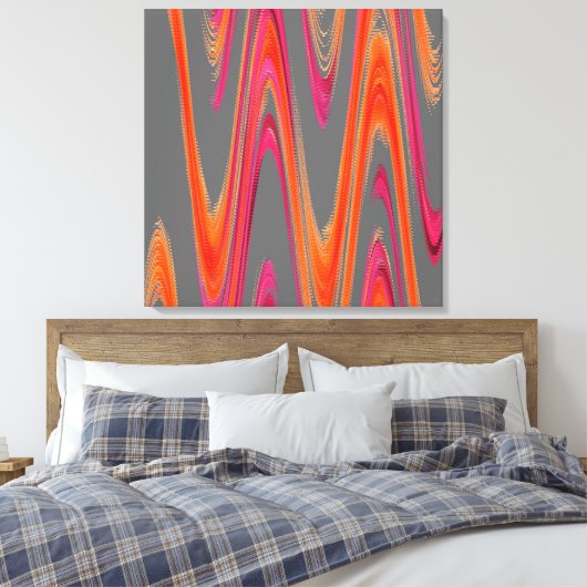 Modern Geometrisch Abstract Grijs Sinaasappel Hot  Canvas Afdruk (Insitu (Slaapkamer))