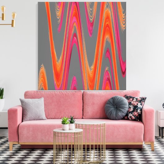 Modern Geometrisch Abstract Grijs Sinaasappel Hot  Canvas Afdruk (Insitu (Woonkamer))