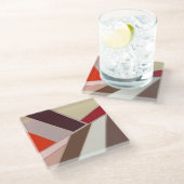 Modern Geometrisch Abstract Mozaïek, Bruin en Sina Glazen Onderzetter (Schuin)