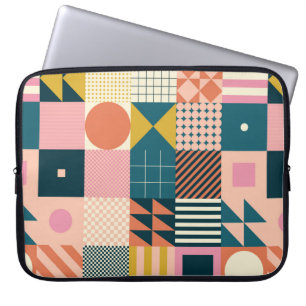 Modern geometrisch abstract patroonontwerp met sim laptop sleeve