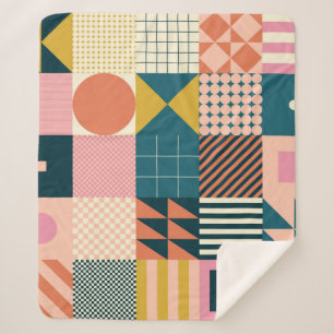 Modern geometrisch abstract patroonontwerp met sim sherpa deken