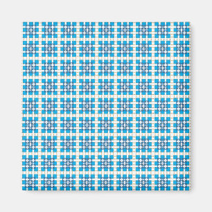 Modern geometrisch blauw SEA vierkantjes patroon Magneet
