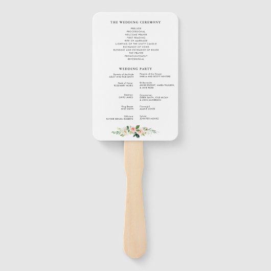 Modern geometrisch blush roze bloemenbruiloft prog handwaaier (Achterkant)