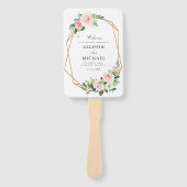 Modern geometrisch blush roze bloemenbruiloft prog handwaaier (Voorkant)