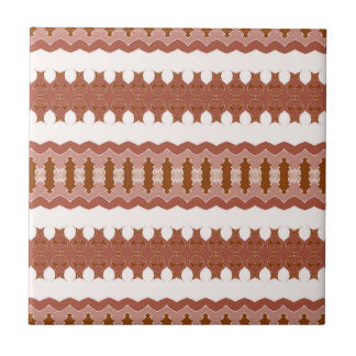 Modern Geometrisch Bruin Terracotta Patroon Tegeltje