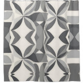 Modern geometrisch diamantpatroon in grijs en wit douchegordijn (Voorkant)