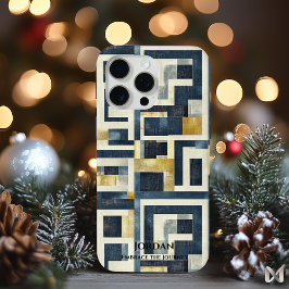 Modern geometrisch doolhof - getextureerde elegant iPhone 15 pro max hoesje