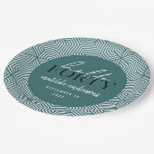 Modern geometrisch en script 40e verjaardagsfeestj papieren bordje (Gekanteld)