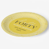 Modern geometrisch en script 40e verjaardagsfeestj papieren bordje (Gekanteld)