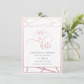 Modern Geometrisch Faux Roos Gold Save the Date (Staand voorkant)