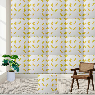 Modern geometrisch geel en wit patroon tegeltje