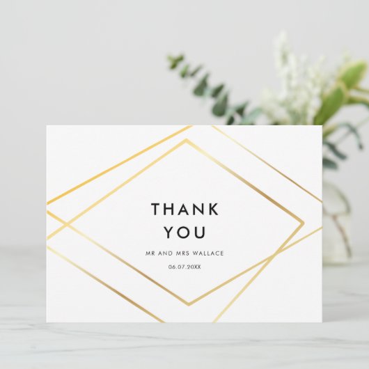 Modern geometrisch goud lijst Dank u kaart (Staand voorkant)