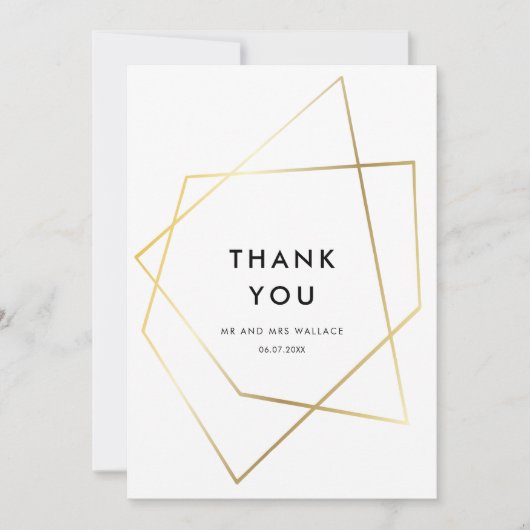 Modern geometrisch goud lijst Dank u kaart (Voorkant)