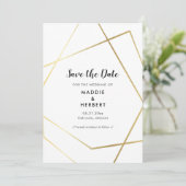 Modern geometrisch goud lijst save the date (Staand voorkant)