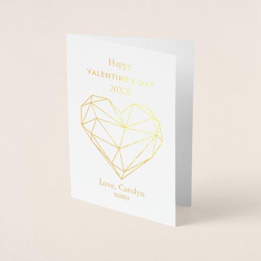 Modern Geometrisch Hart Foto Valentijnsdag Folie Kaarten (Voorkant)