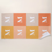 Modern geometrisch kleurenblok monogram strandlaken (Voorkant)