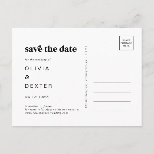 Modern geometrisch | Koper slaat de datum op Uitnodiging Briefkaart (Achterkant)