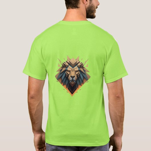 Modern geometrisch leeuwenontwerp t-shirt (Achterkant)