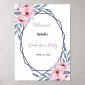 Modern Geometrisch Lijst roze Floral Afstuderen Poster (Voorkant)