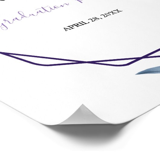 Modern Geometrisch Lijst roze Floral Afstuderen Poster (Hoek)